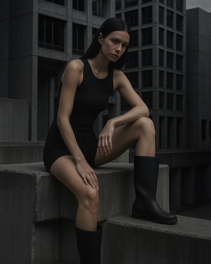 Ribbed Cotton Set – Tank & Shorts- Black