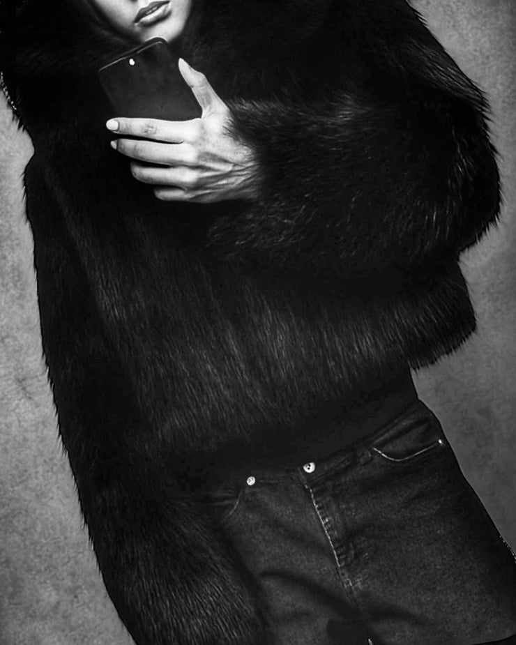 BLACK HAZE – Faux Fur Cropped Jacket